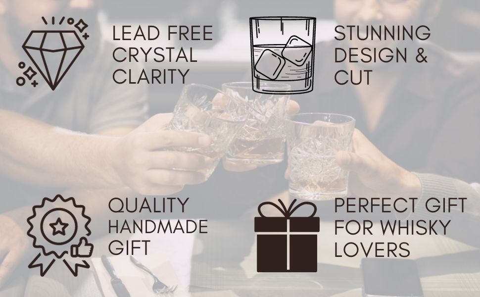 Набір склянок для віскі Glenrigg 2 шт. 310 мл – склянки-тумблери з кришталю без свинцю, з важким дном, ручна обробка, подарункова коробка