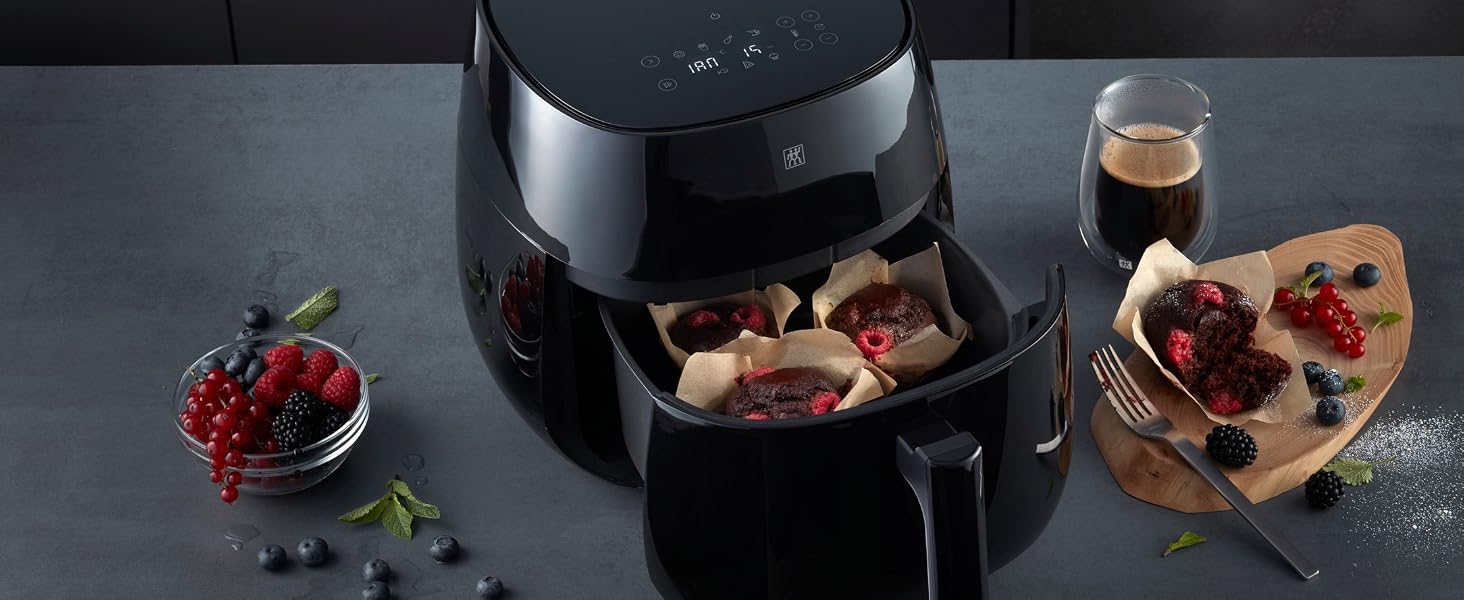Аерофритюрниця ZWILLING Airfryer 4L, 1400 Вт, 6 програм, компактна мультипіч для смаження, запікання та готування без олії, чорна