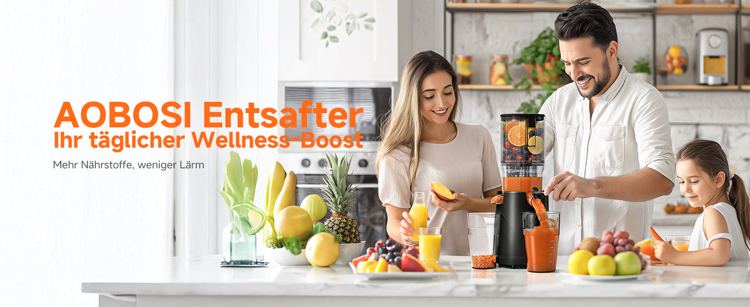 AOBOSI Повільнодіючий соковитискач з великою завантажувальною воронкою 135 мм, 200 Вт, холодний віджим, зворотний хід, потрійний фільтр, BPA-free, тихий, для свіжих соків з фруктів та овочів, чорний