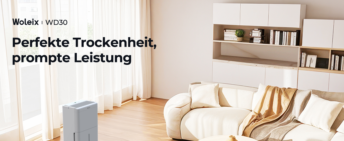 Електричний осушувач повітря 12L з таймером, для підвалу, для кімнат до 122м³/25м², з фільтром та 1м шлангом, 10 років гарантії, 30л/день