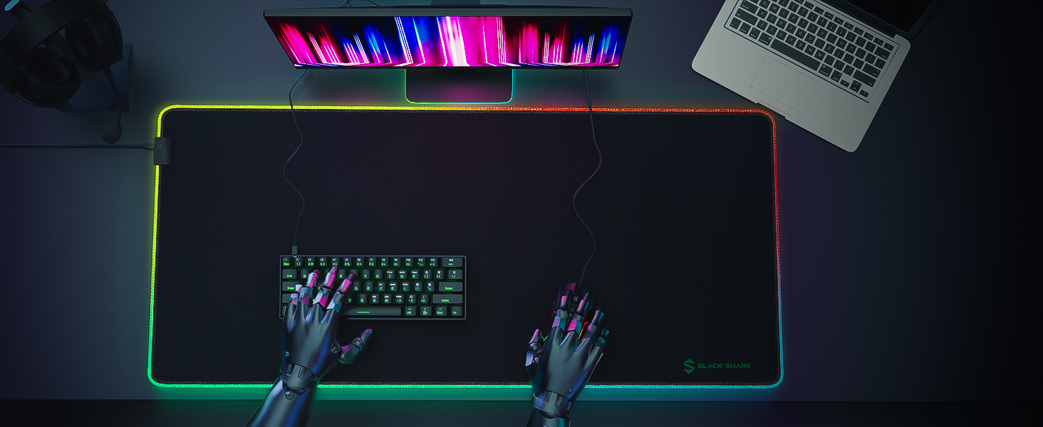 Ігрова мишка Pad Black Shark XXL 1200 x 600 мм - великий килимок для миші з водовідштовхувальним покриттям та антиковзною основою. Аксесуар для геймінгу Manta P4 (RGB)