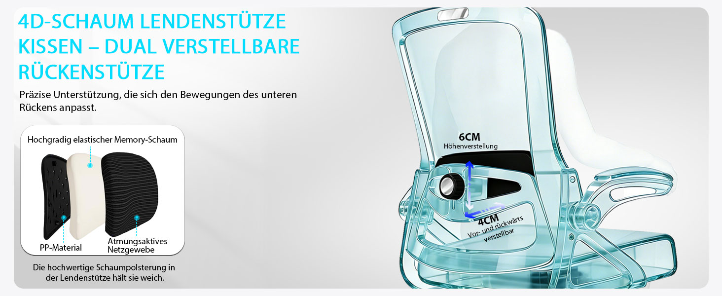 Ергономічне крісло для офісу, комп'ютерне крісло з регульованою 4D поперековою підтримкою, поворотне крісло з відкидними підлокітниками, крісло з функцією нахилу 90°-125°, сітчасте крісло до 130 кг, чорне