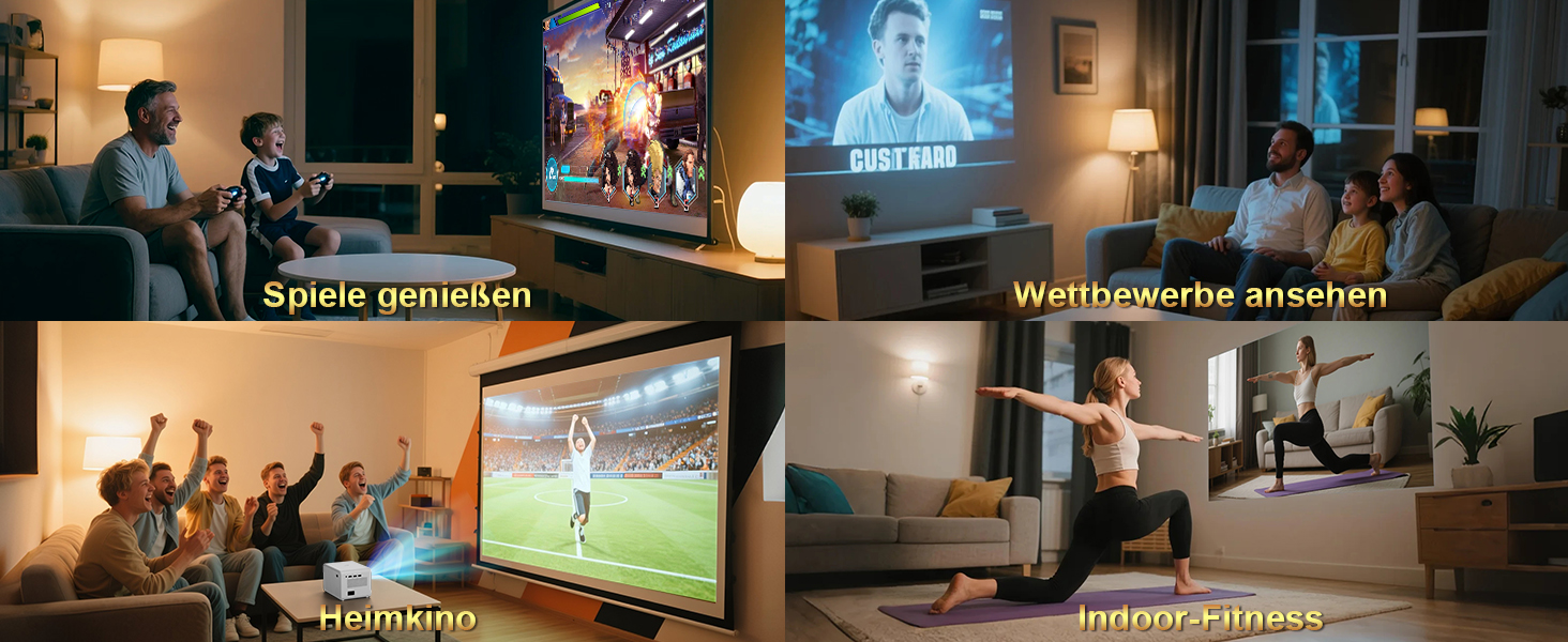 Проектор Smart Beamer WiFi для домашнього кіно, 16000 Люмен Full HD 1080P, електричний фокус, Zoom, Bluetooth, сумісний з iOS/Android/Fire Stick/Laptop/PS5