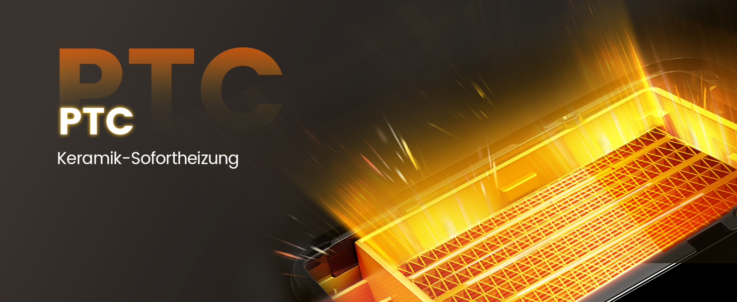 Електричний обігрівач 1500W з керамічним PTC нагрівачем, портативний з термостатом та ECO-режимом, 4 режими, цифровий дисплей, таймер 12 годин, тихий (35dB), чорний, 26 см