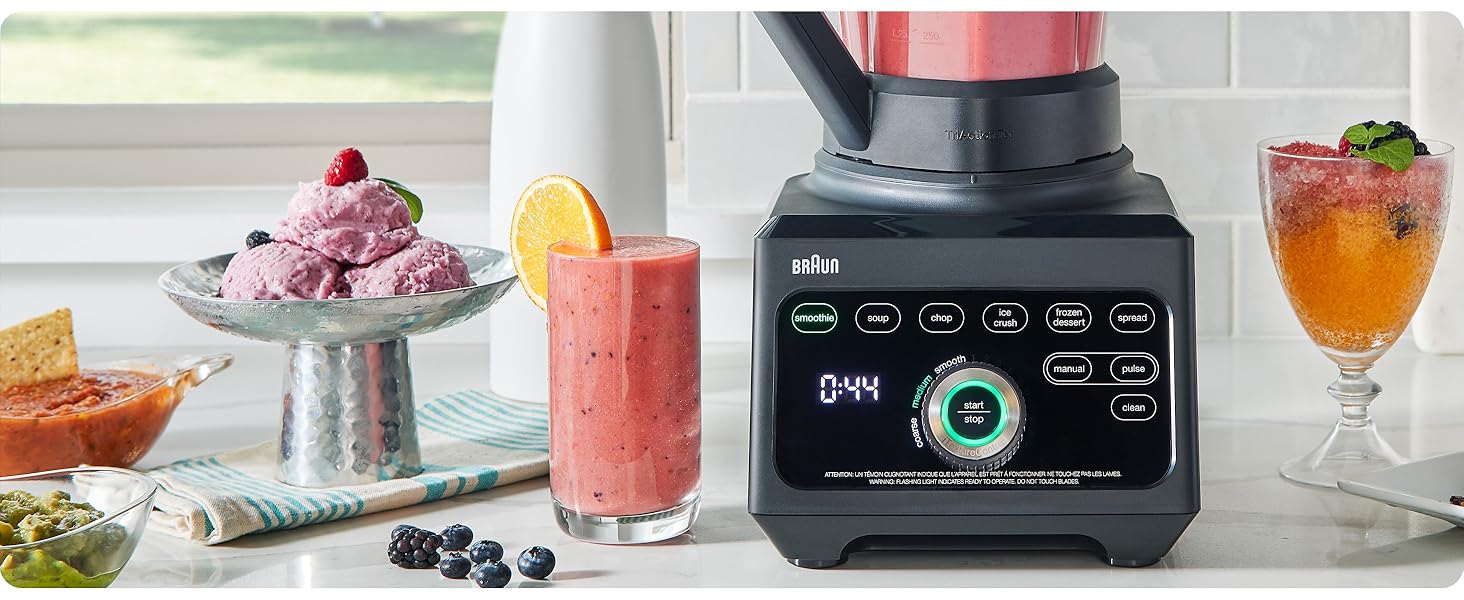 Блендер Braun PowerBlend 9 JB9040BK чорний, 1600 Вт, 2л, 18 програм, 10 швидкостей, професійний