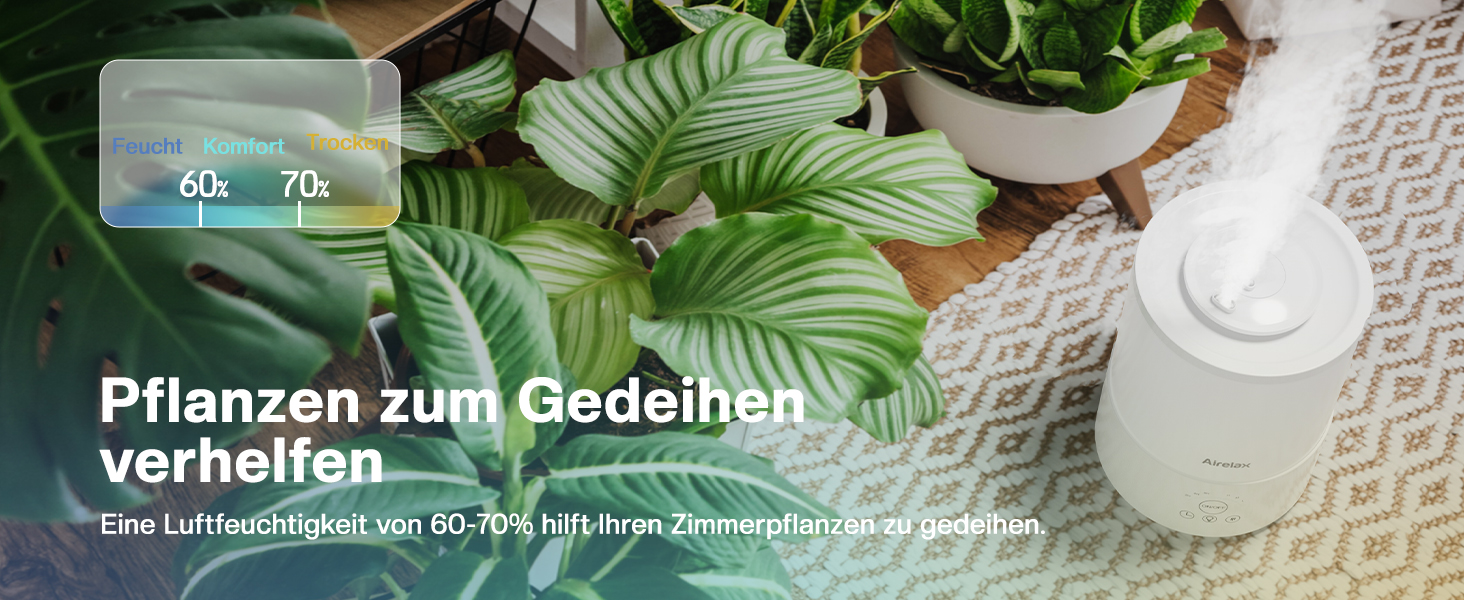 Зволожувач повітря Airelax 2.5л, Ультразвуковий, Зволожувач для спальні з подвійним розпиленням 360°, Тихий (23дБ), Аромадифузор з режимом сну, Автовимкнення