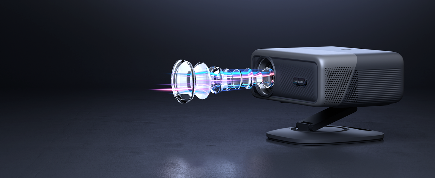 Проектор VISSPL A-28000L 4K з автофокусом та корекцією трапецеїдальних спотворень, 28000 Люмен, WiFi6, Bluetooth, Dolby Audio, Netflix, для домашнього кінотеатру та на відкритому повітрі