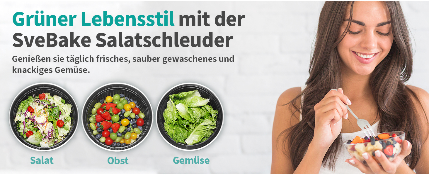 Салатниця-центрифуга 5L з нержавіючої сталі, чорна, з кнопкою стоп, BPA-Free, з прозорою кришкою та дренажним отвором, з протиковзким дном, придатна для миття в посудомийній машині