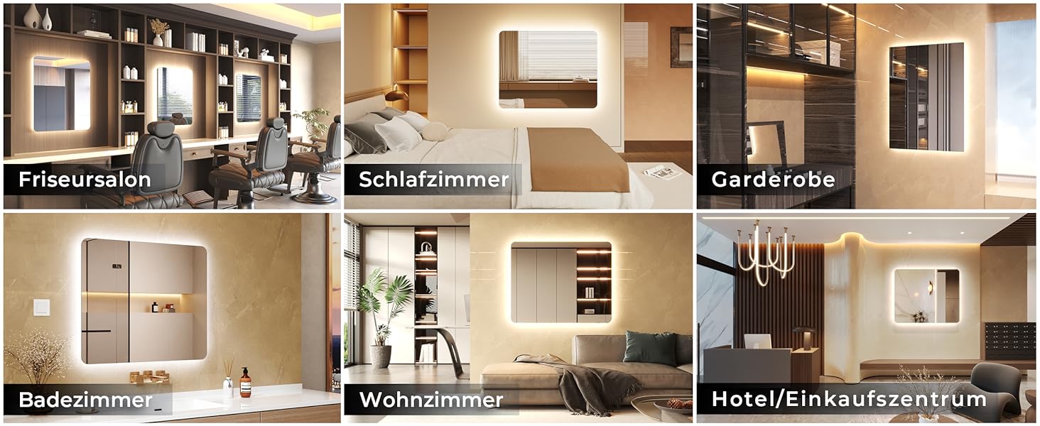 Дзеркало для ванної кімнати LOMIKEN з підсвічуванням, 60 x 50 x 3,5 см, LED, 6400K, холодний білий, енергозбереження, вертикальне/горизонтальне кріплення