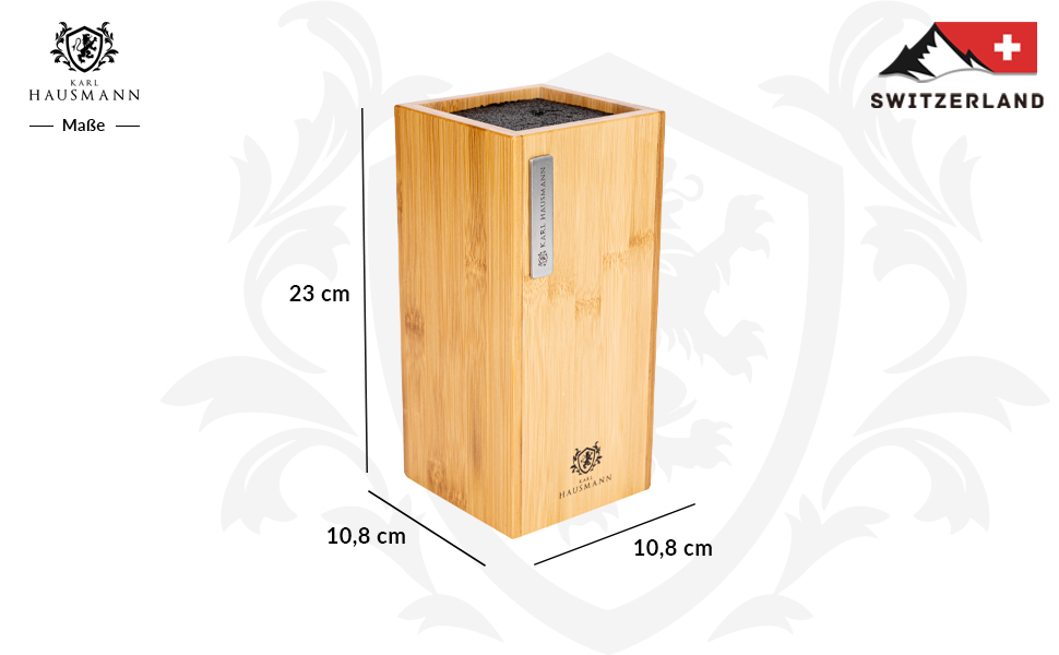 Блок для ножів Karl Hausmann з бамбука (без ножів) з вставкою з щетиною - універсальний, 23 x 10,8 x 10,8 см