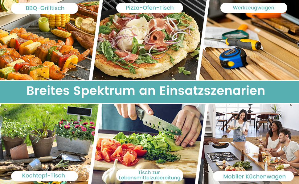 Столик для гриля COSTWAY з 4 полицями та колесами, 85 x 50,5 x 93 см