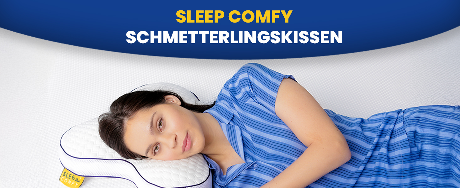 Ортопедична подушка-метелик SLEEP COMFY з ефектом пам'яті (Memory Foam), ергономічна підтримка шиї від болю та мігрені, сертифікат Oeko-TEX, для сну на боці