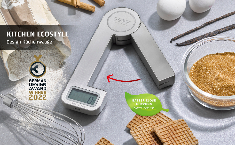 Кухонні ваги CASO Design Ecostyle: без батарейок, до 5 кг, крок 1 г, Testsieger