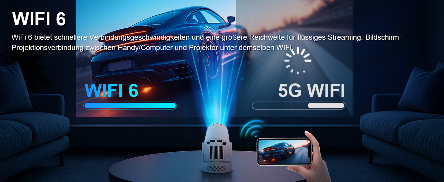 Портативний міні проєктор 4K HY300ultra з Wi-Fi 6, Android 11 та підтримкою HDMI для телефону/ПК/ноутбука/Stick. Full HD 1080P, вбудований динамік