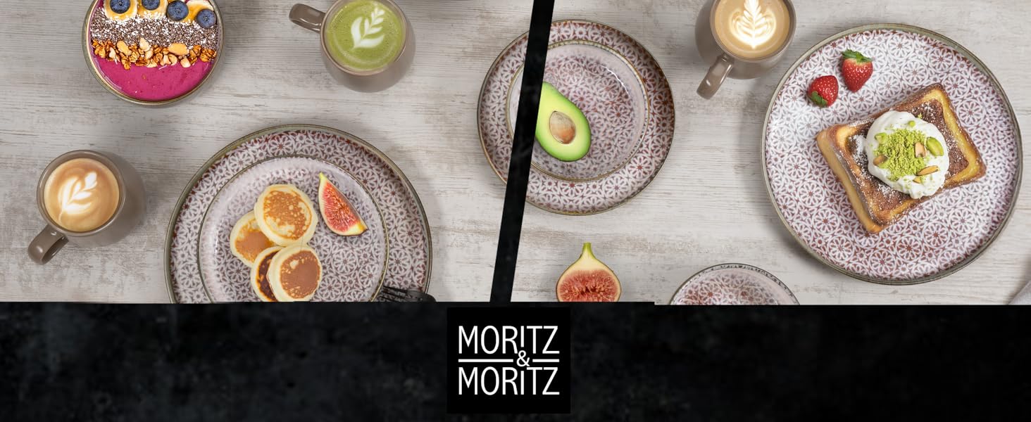 Набір посуду Moritz & Moritz ALHAMBRA на 12 осіб (36 предметів) з високоякісного порцеляну - сучасний сервіз, тарілки, десертні тарілки, піали