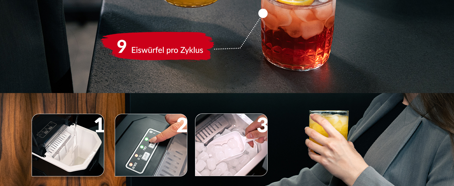 Машина для приготування льоду Lehmann - 1.3л, 12кг/24г, 2 розміри, для дому, вечірки, офісу, кемпінгу