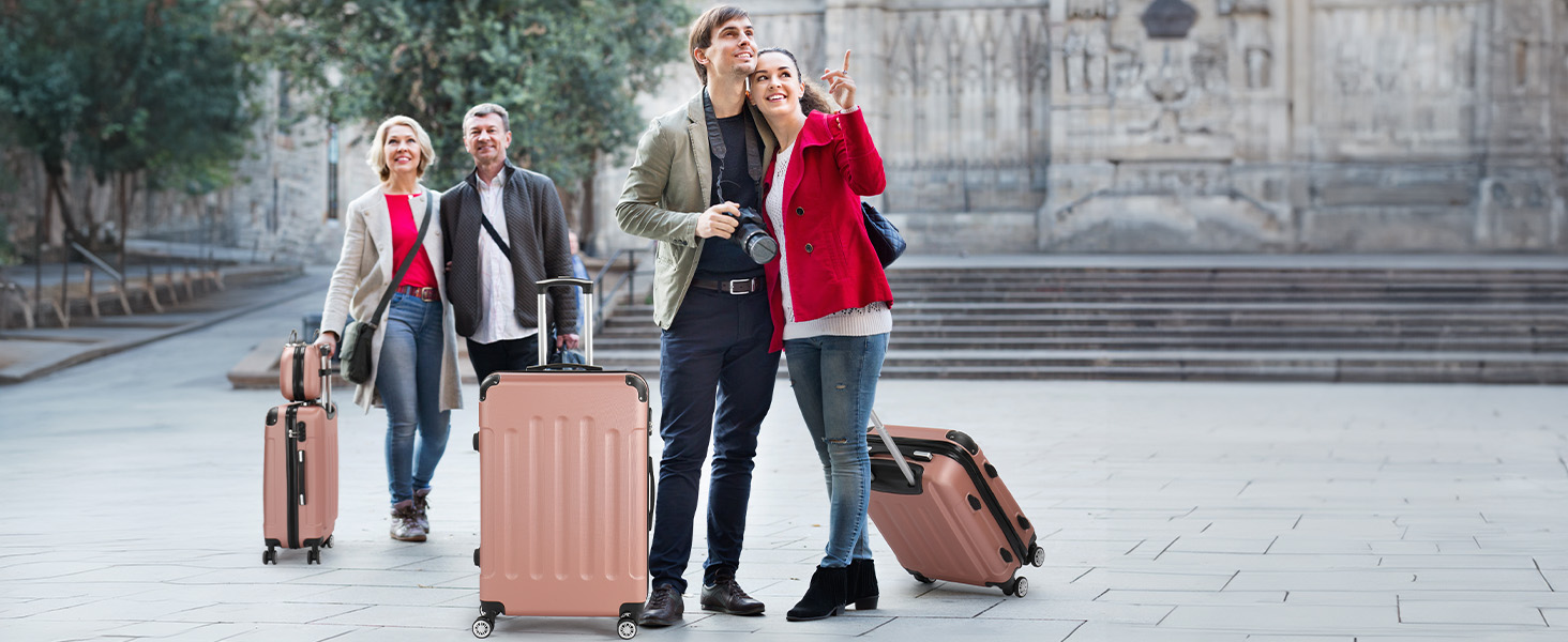 Набір валіз LEADZM 3 шт. з захистом кутів, ABS, телескопічний ручка, ручна поклажа (Бургунді)