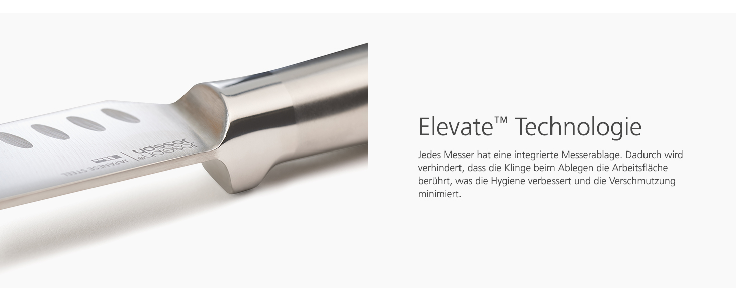 Joseph Joseph Elevate - Набір ножів з обертовим підставою (5 шт.) з нержавіючої сталі, японські леза, антифронт покриття, неслизьке дно