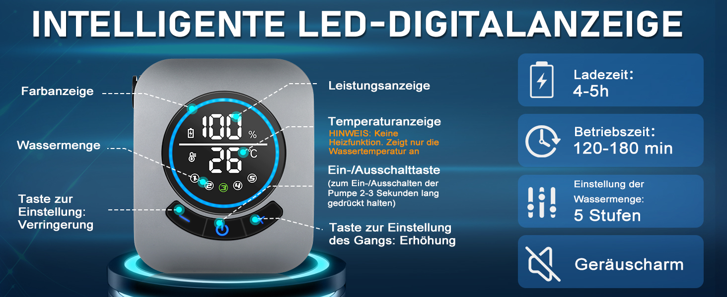 Портативна душова кабіна для кемпінгу Spopal з акумулятором 8000mAh, насосом та індикатором температури. Комплект для відпочинку на природі, автомийки, пляжу, подорожей та догляду за тваринами (сірий)