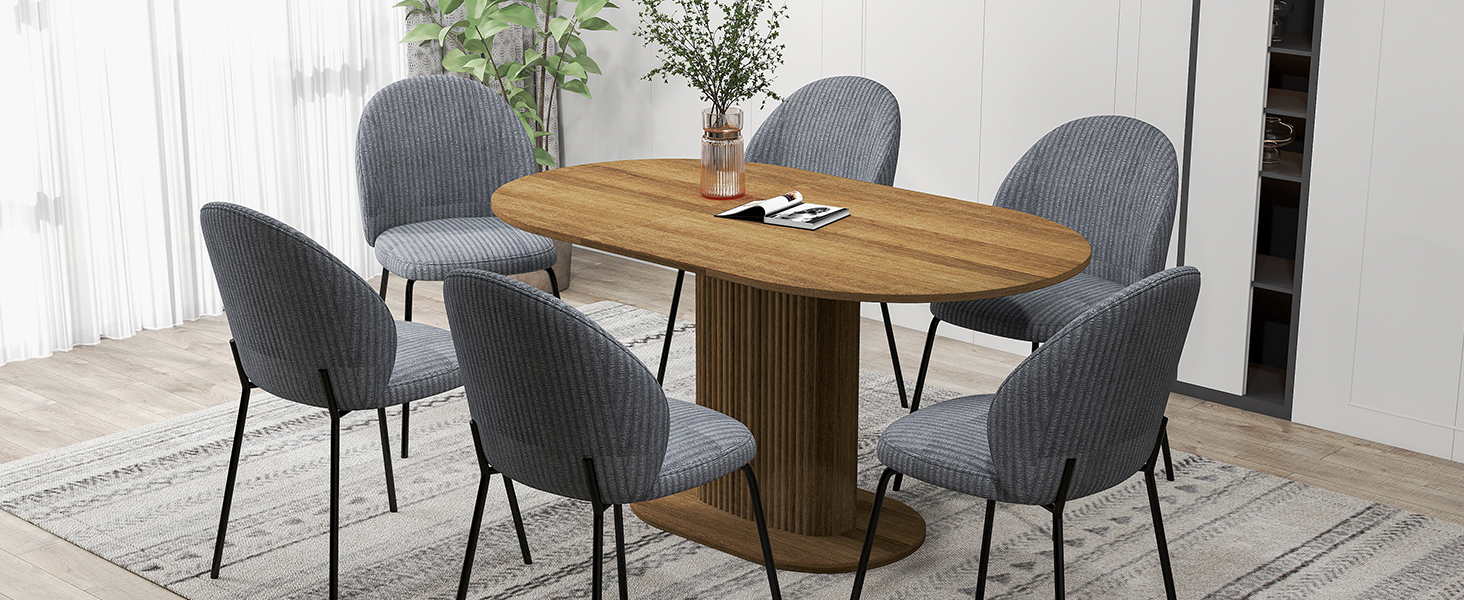 Обідній стіл WAFTING овальної форми, сучасний дизайн, для 4-6 осіб, 160x90x75 см, шпон дуба