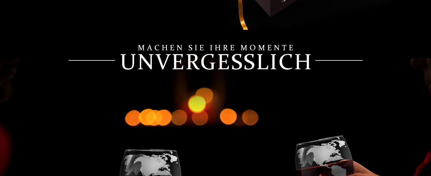 Набір глобусів для віскі з келихами та дерев'яною підставкою - подарунок для чоловіків та жінок