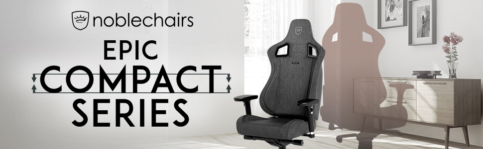 Крісло ігрове Noblechairs Epic Compact TX, ергономічне, сіре, з підтримкою голови та попереку, для тіла до 120 кг, дихаюча тканина