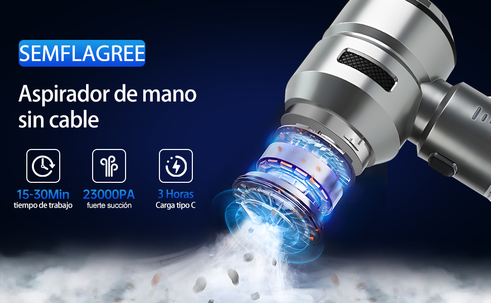 Бездротовий портативний автомобільний пилосмик Mini-Handstaubsauger, потужність 23000Па, циклонна система, USB-зарядка, для авто, дому та офісу (Сріблястий фіолетовий)