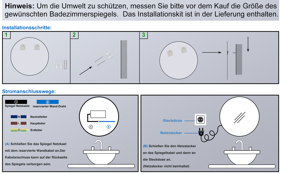 Круглий LED дзеркало для ванної кімнати 70 см з підсвіткою, сенсорне керування, протизапітніння, Alpha Series, холодне біле світло