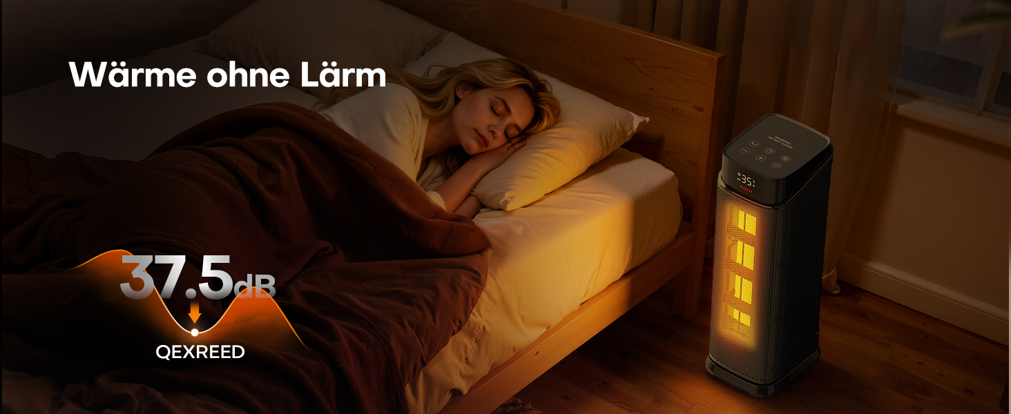 Електричний обігрівач QEXREED 2000W з PTC, 4 режими, ECO, осциляція 90°, таймер 24г, пульт, тихий, захист від перегріву та перекидання