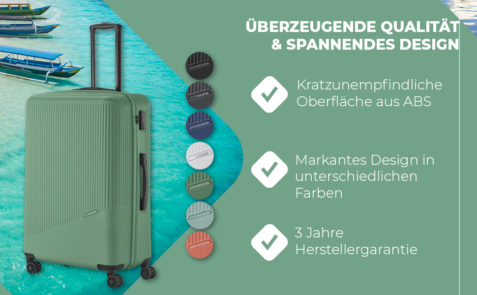 Набір валіз Travelite Bali 3 шт. (L/M/S) з ABS-пластику, зелений: міцні та легкі, з TSA замком