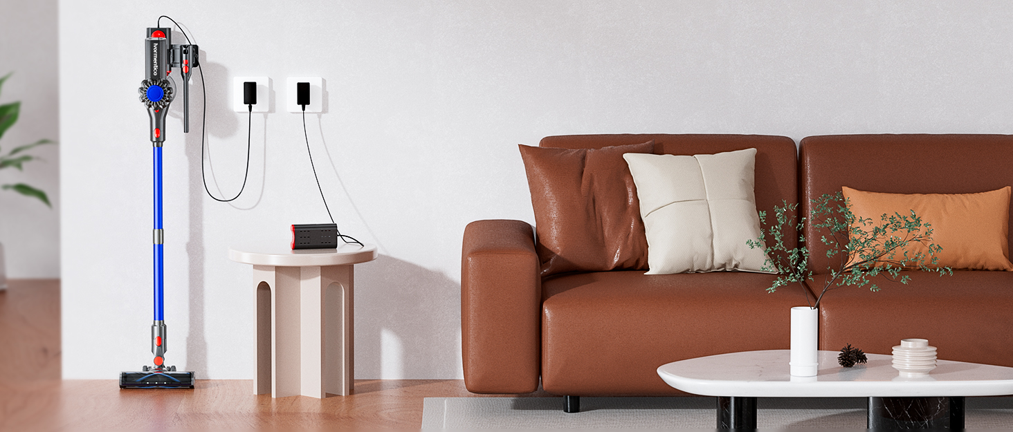 Бездротовий акумуляторний пилосос V15: 50 хвилин роботи, 40KPA, 450W, LED, для видалення шерсті тварин, темно-синій