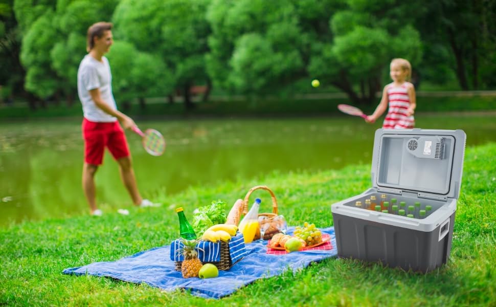 Автомобільний холодильник Arebos 40 л з функцією охолодження та підігріву, 12/230V, ізотермічна сумка-холодильник антрацит