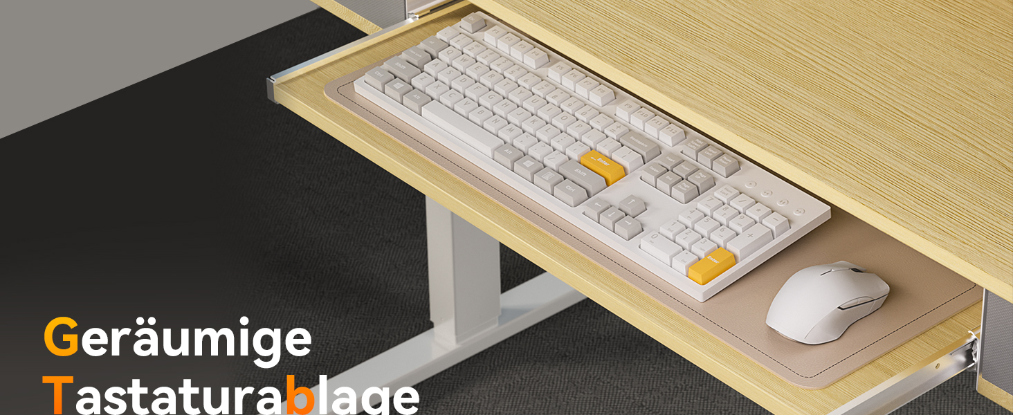 Регульований стіл WALKINGDESK для дому та офісу: електричний, з ящиками та підставкою для клавіатури (160x60 см, білий дуб)