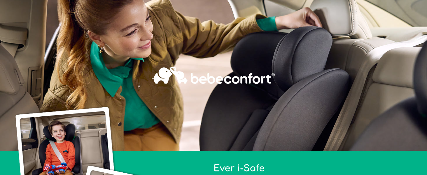 Автокрісло Bebeconfort Ever i-Safe 9-36 кг, 15 міс. - 12 років, 76-150 см, R129, захист від бокового удару, 11 положень підголівника, інтегровані підлокітники, Full Black