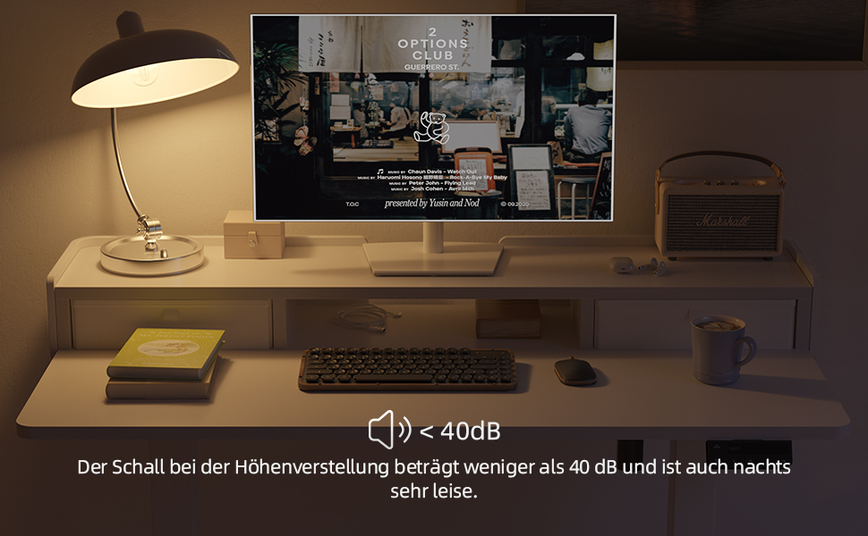 Електричний стіл YIHAYO з висувними ящиками та підставкою для монітора 120x60 см, з функцією пам'яті, Natural White, білий каркас/поверхня