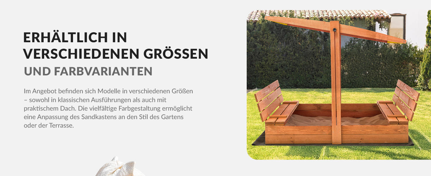 Пісочниця KOTARBAU® з кришкою, 120x120 см, дерево, сіра, з лавками