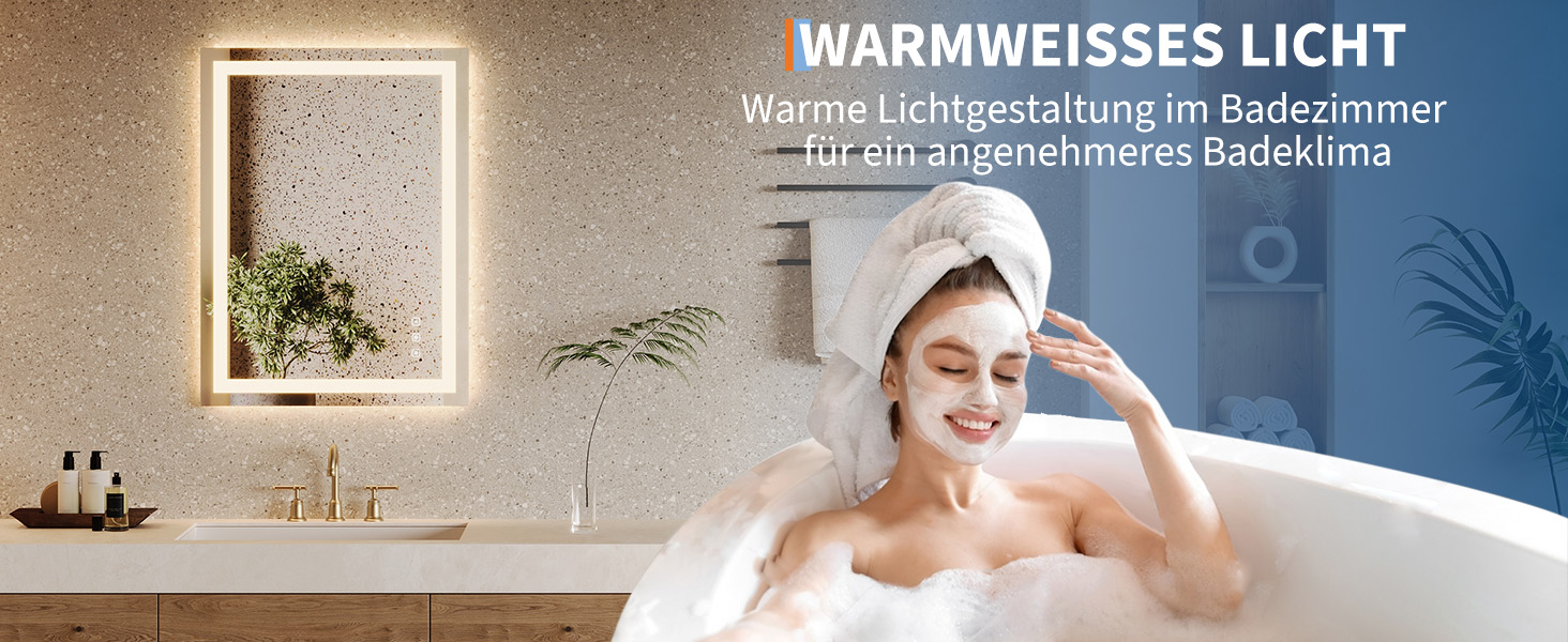 Дзеркало для ванної кімнати Porto Alegre з підсвічуванням, 60x80 см, протизапітніння, 3 кольори світла, регулювання яскравості, LED, сенсорне керування, прямокутне