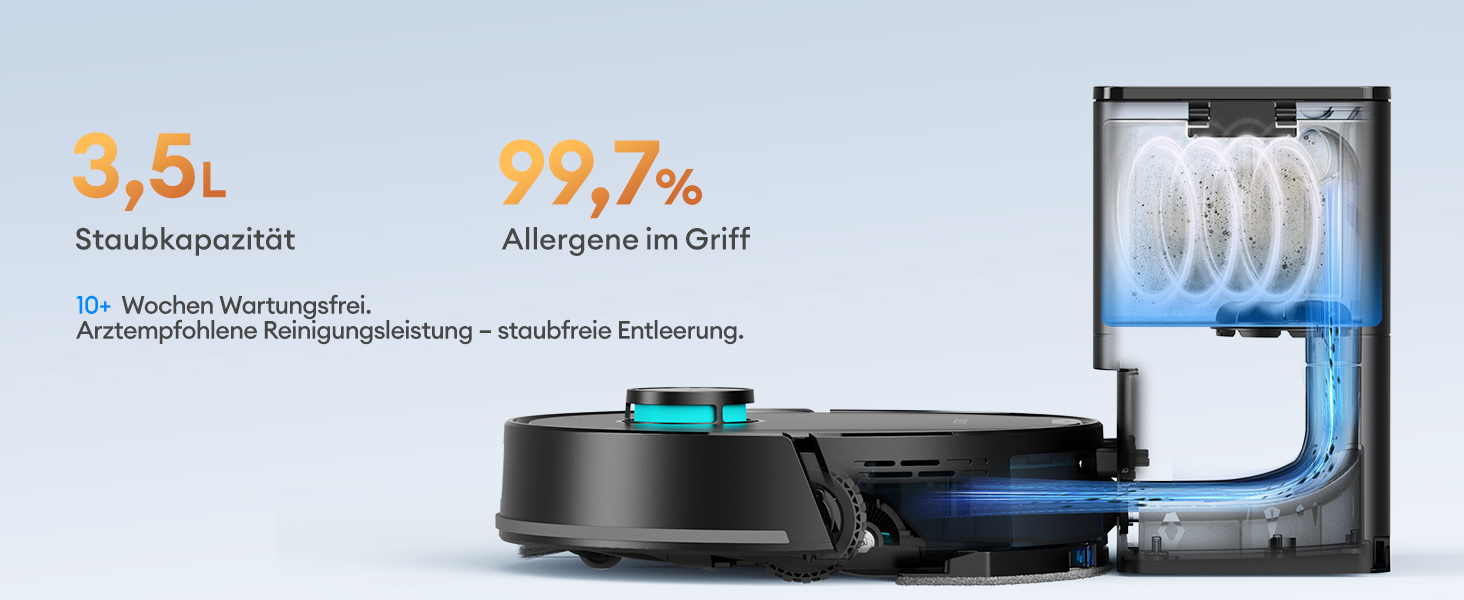 Робот-пилосос Ultenic T20 Pro з функцією миття, 8000 Па, док-станція 3,5 л, для шерсті тварин та килимових покриттів, AI-лазерне уникнення перешкод, керування через додаток