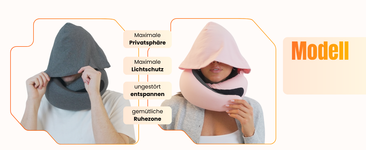 Подорожня подушка для шиї з капюшоном з ефектом пам'яті (Memory Foam) для літака та авто, бавовняна, рожева (Sakura Pink)