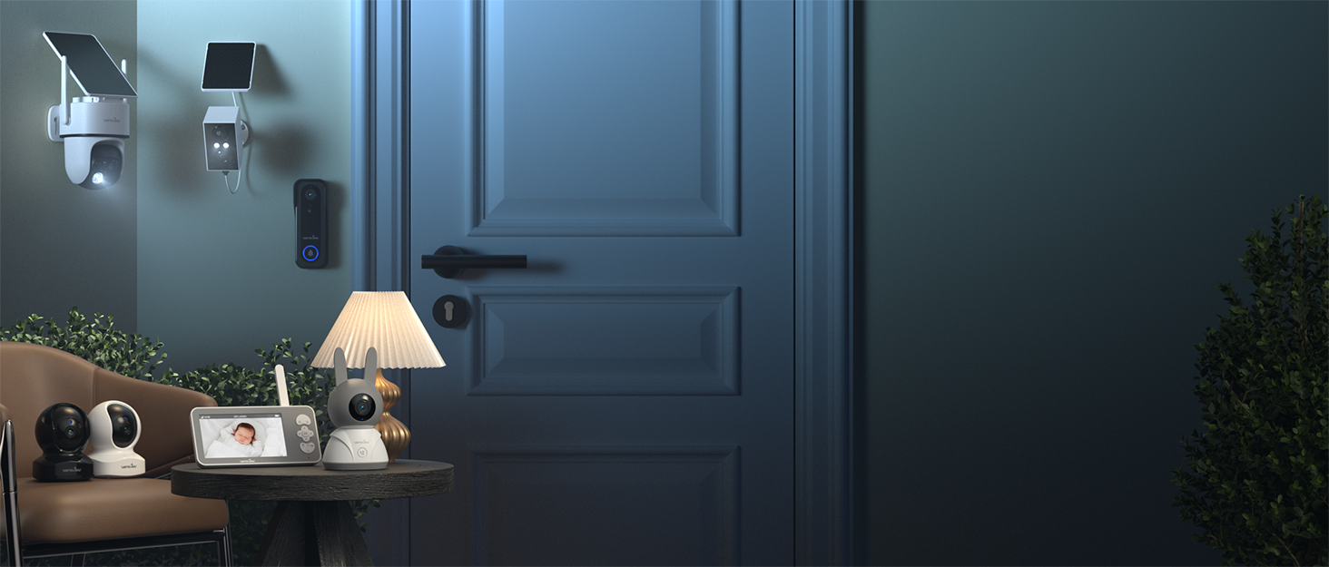 Відеоняня Wansview з камерою 1080P, Wi-Fi 2.4/5 GHz, нічна зйомка, датчик руху/звуку, двосторонній зв'язок, відстеження, контроль температури