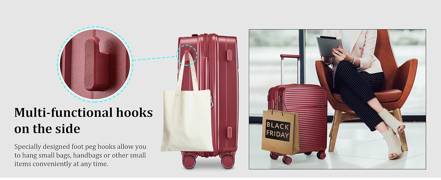 Набір валіз Joyway 4 шт. з жорстким корпусом та TSA-замком. Розширюваний набір валіз, містить 1 велику сумку (Червоний).