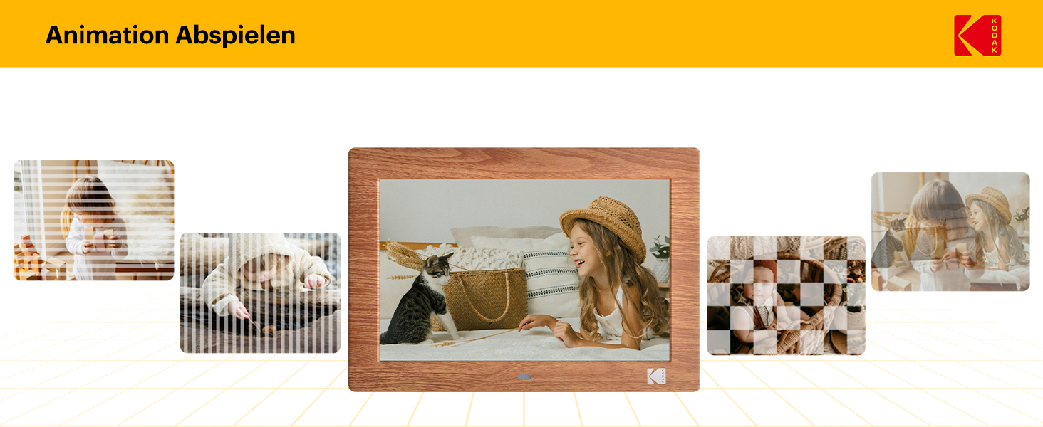 Цифровий фотоальбом KODAK 10 дюймів з пультом, без Wi-Fi, IPS-дисплей 1280x800, відтворення фото/відео/музики, USB/SD, дерев'яний корпус