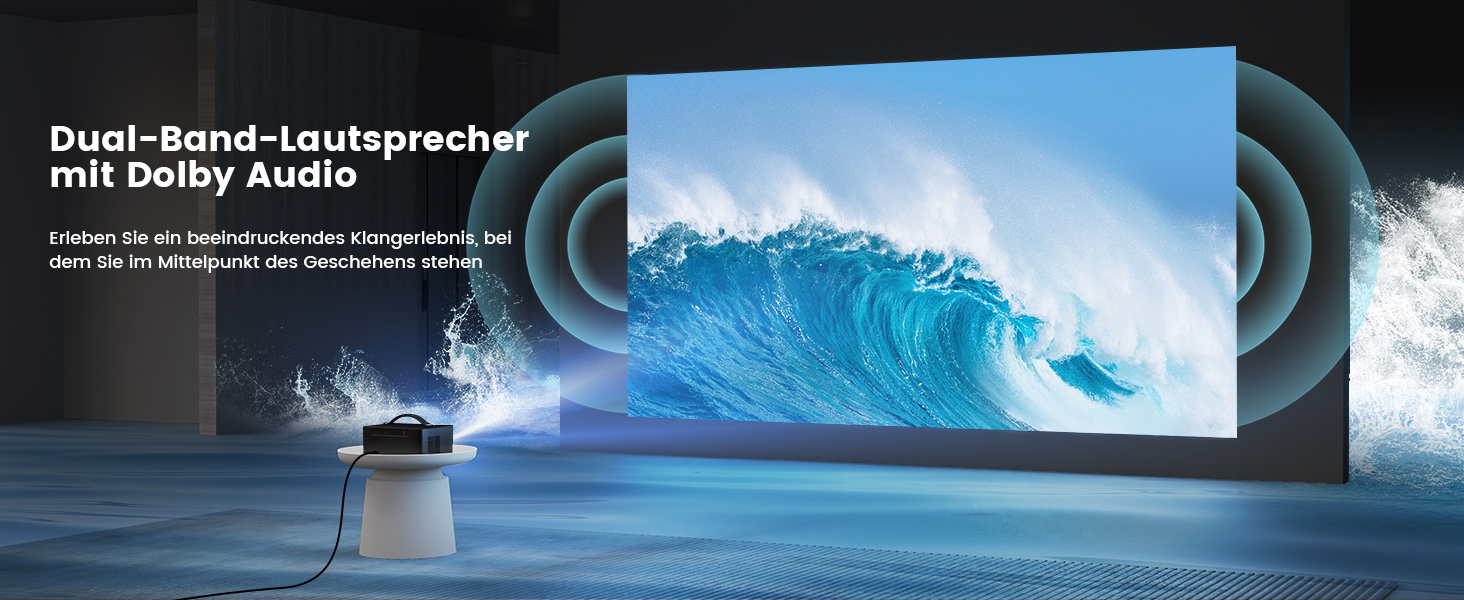 Smart-проектор ONOAYO 4K HDR10 з Dolby Audio, 15000 ANSI люмен, WiFi 6, Bluetooth 5.4, підтримка 800+ додатків, міні-беамер для домашнього кінотеатру, чорний