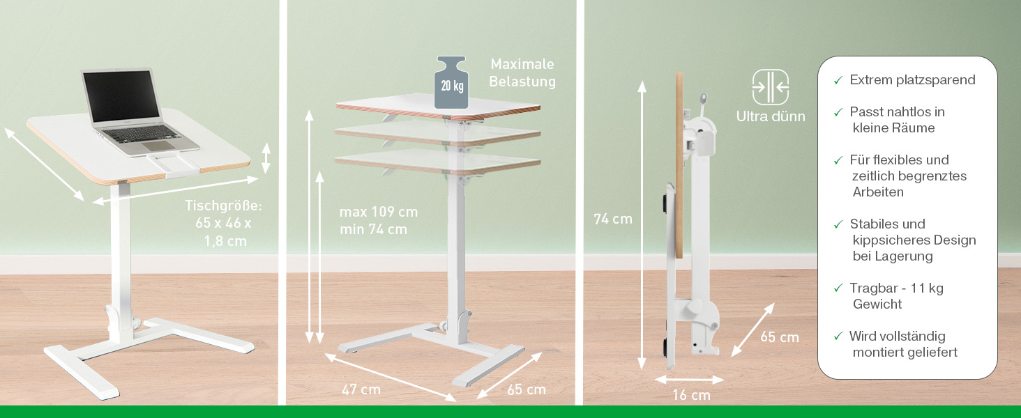 Ергономічний регульований стіл Leitz Ergo Compact 80x60 см для офісу та дому, білий - електричний стіл для сидіння/стояння з навантаженням до 80 кг, функцією нагадування про зміну положення