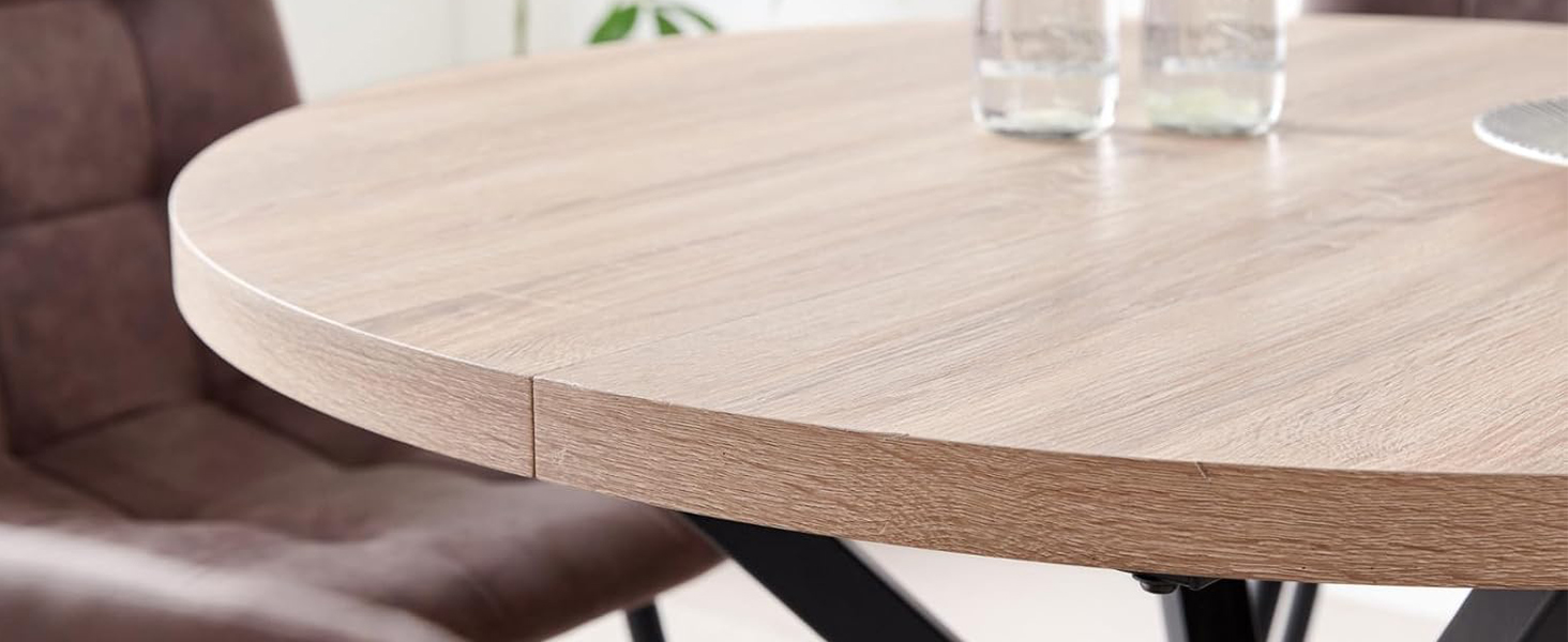 Обідній комплект на 5 персон: круглий стіл 100 см та 4 стільці (голландський фліс). Підходить для кухні, вітальні, балкону, ресторану, офісу. Темне дерево + світле дерево (темно-коричневий)