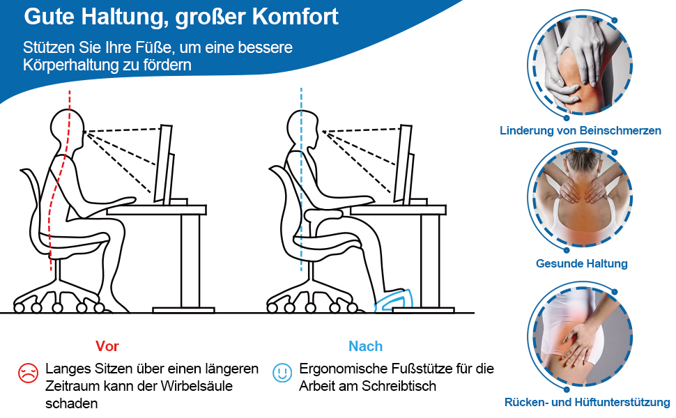 Підставка для ніг StrongTek під стіл, дерево, ергономічна, 3 положення, до 181 кг, для офісу