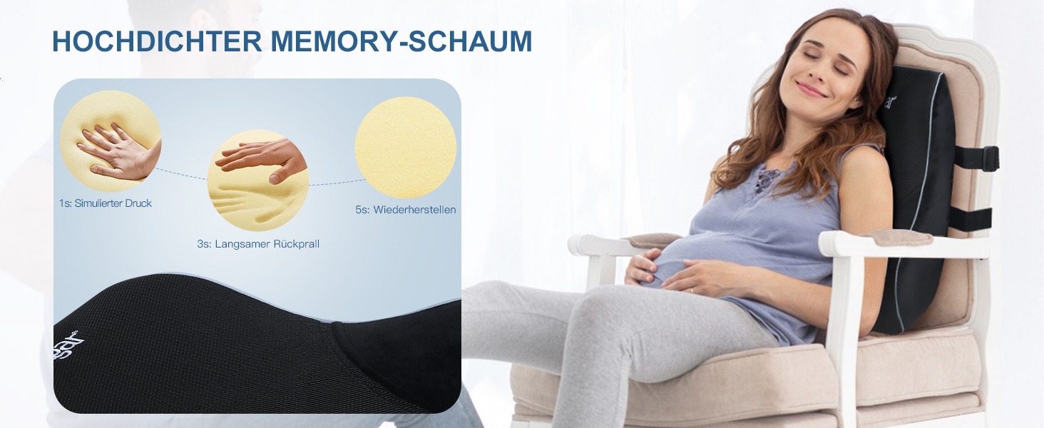 Подушка для спини Feagar для офісного крісла та дивана | Підтримка спини для офісу та дому, чорна