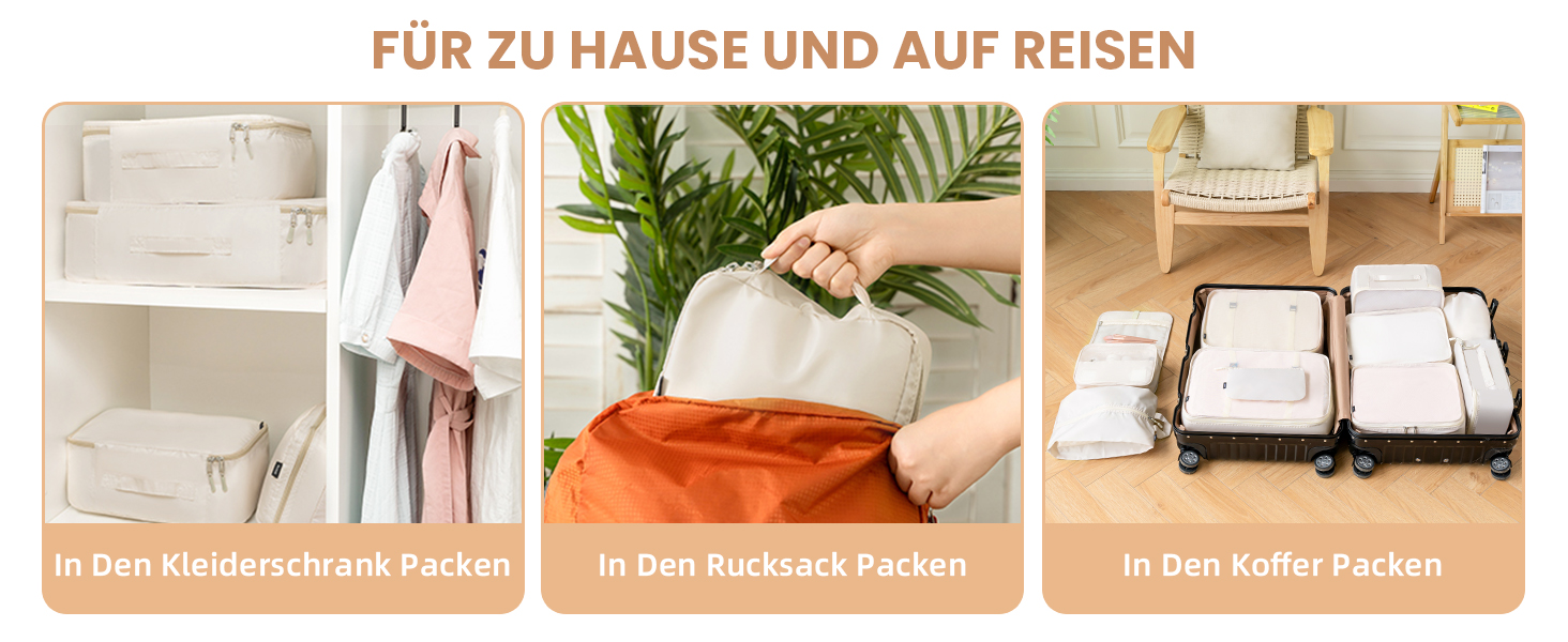 Набір органайзерів для одягу в подорожі BAGAIL, 10 шт., різні розміри, для валізи та ручної поклажі, рожевий