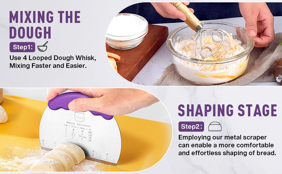 Набір для випікання кислотного хліба MIAOKE: корзини для бродіння, скребок для тіста, ніж для хліба, пензлик, підкладки та інше