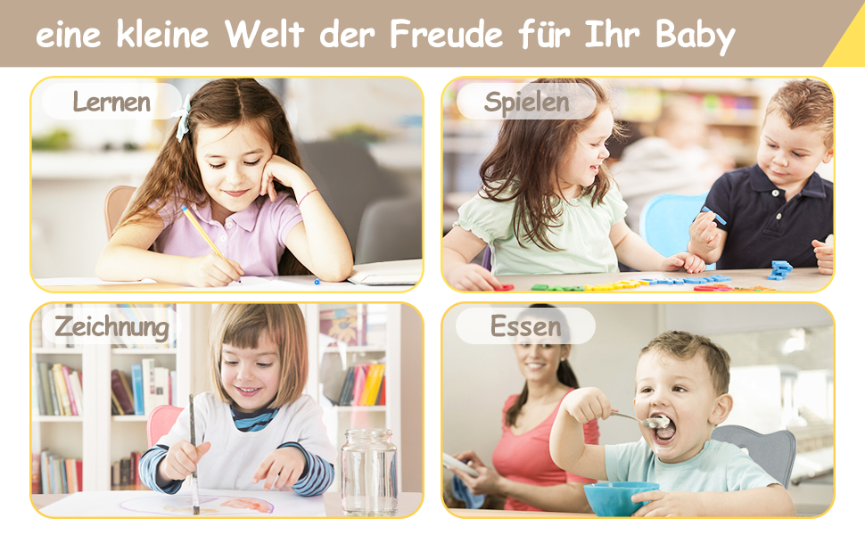 Дитячий стіл та стільці FUNLIO, регульовані по висоті, для дітей 3-8 років, миючий стіл, для класу/дитсадка/дому, сертифікований CPC (3 шт.) - сірий, 59.7 см x 59.7 см